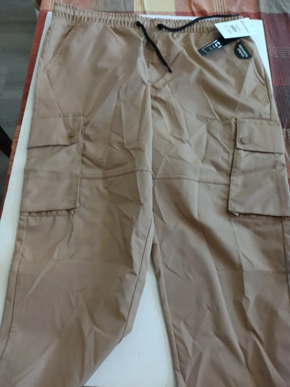 Southpole Pants Mens Large Tan Tech Utility Cargo Joggers Mechanical Stretch New